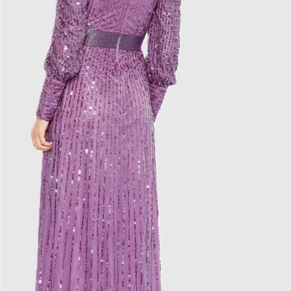 NWOT Mac Duggal Purple Sequin Long Sleeve Dress - Picture 3 of 10